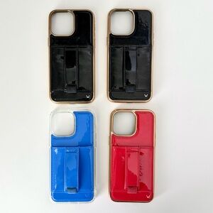 Set of 4 Walli Cases for iPhone 14 Pro Max Gilden Onyx, Cerulean & Red Radiance